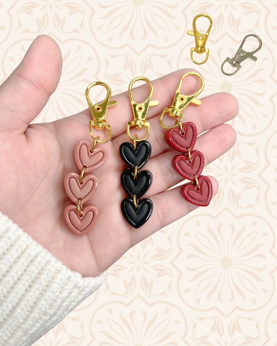 Beveled Hearts - Bag Charms