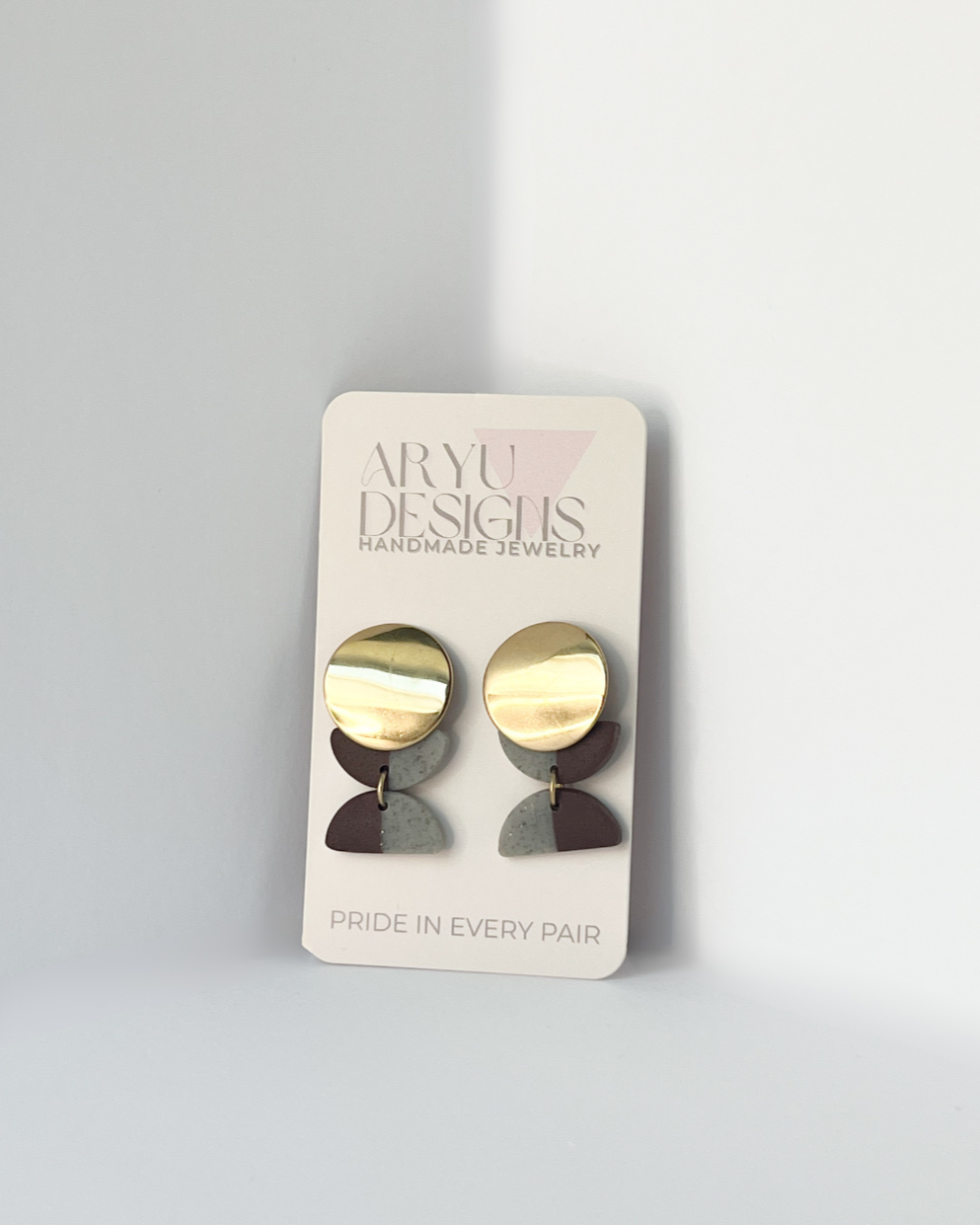Gold Color Block Dangles - Espresso