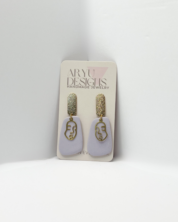 Face Outline Abstract Dangles - Lilac