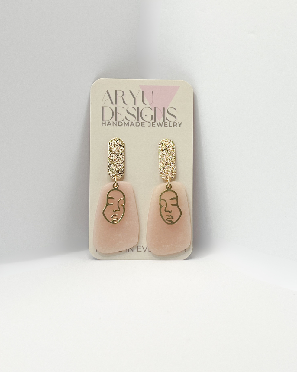 Face Outline Abstract Dangles - Blush (Translucent)