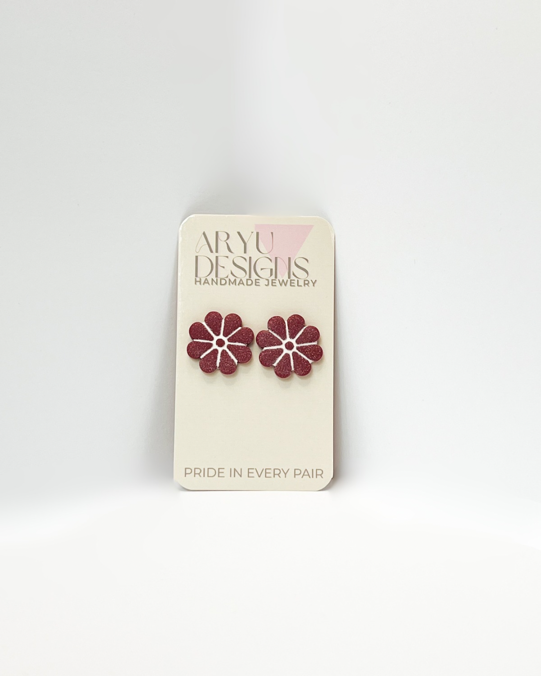 Flower Power Studs - Merlot