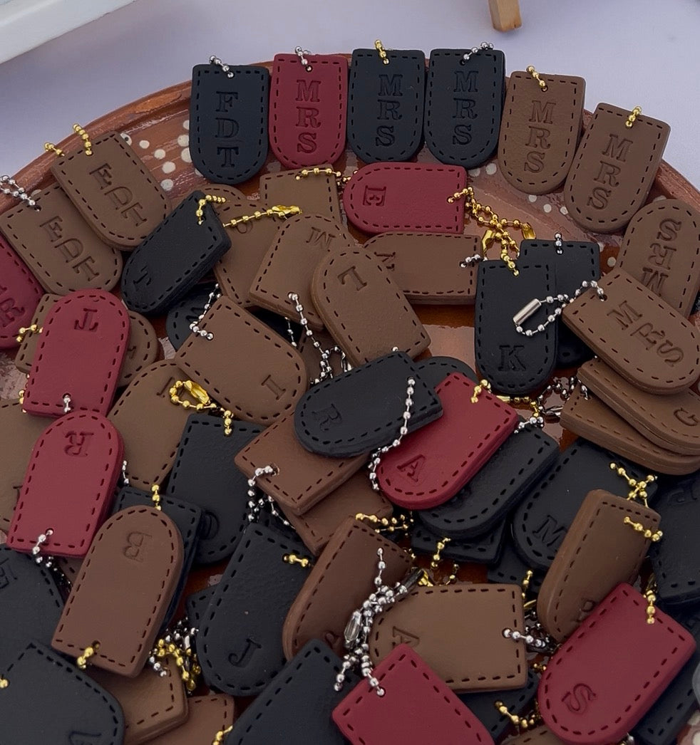 Faux Leather Initial Bag Charms