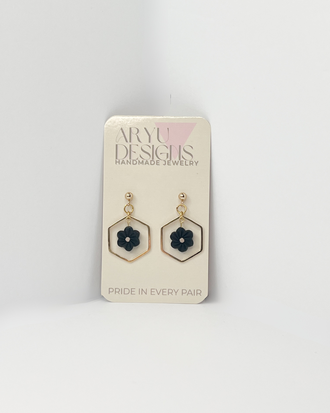 Hex Bloom Dangles - Noir