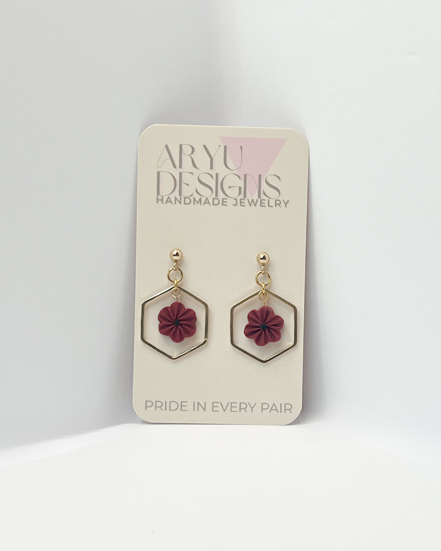Hex Bloom Dangles - Merlot