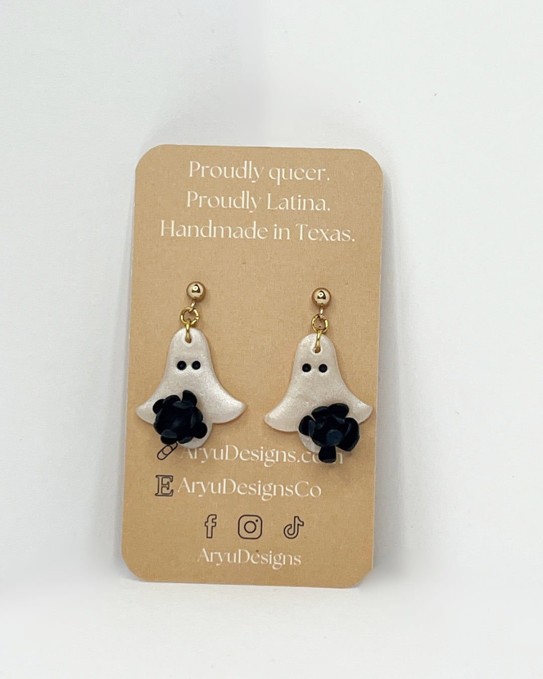 Flower Ghost Dangles - Shimmery Noir *MISFIT*