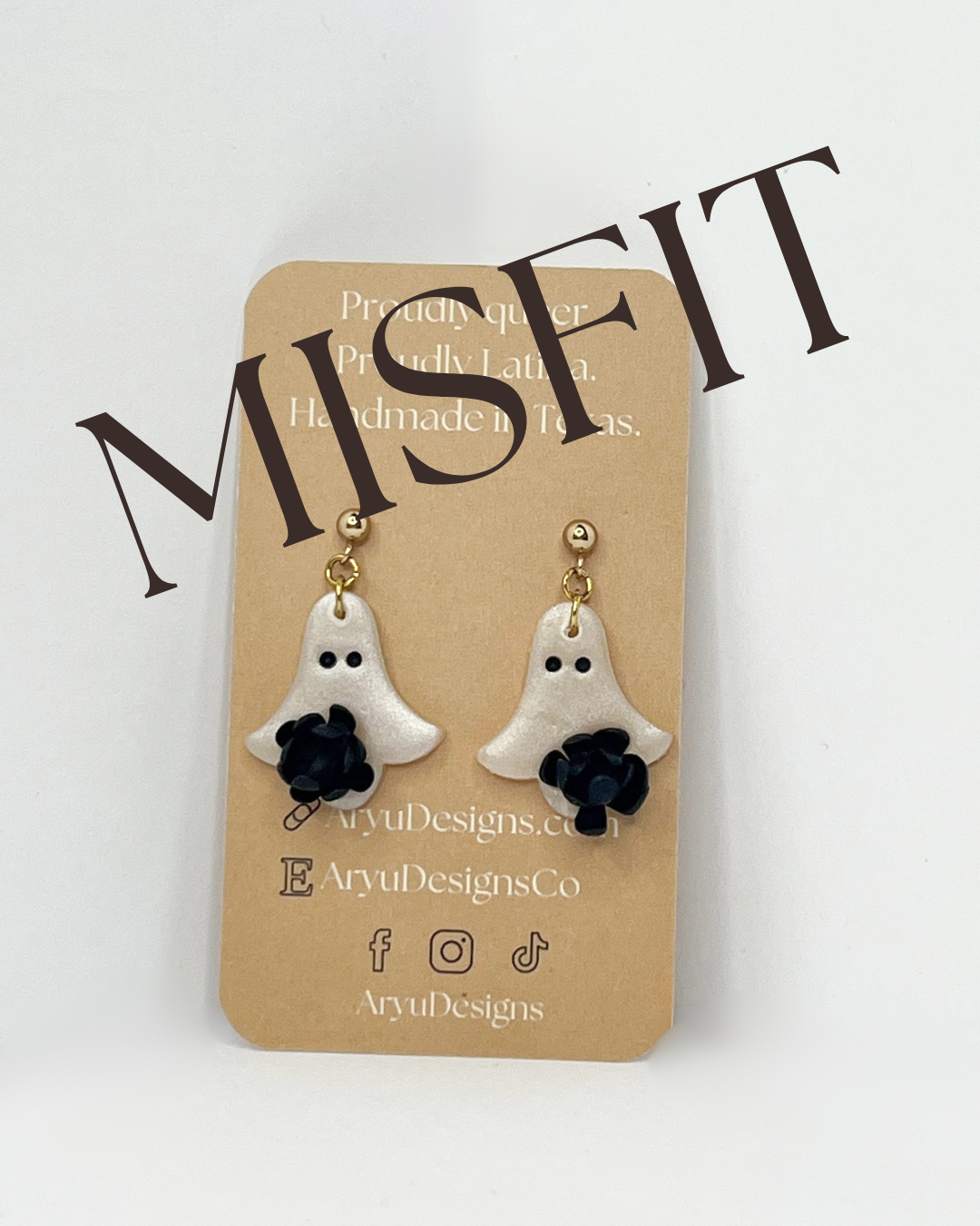 Flower Ghost Dangles - Shimmery Noir *MISFIT*