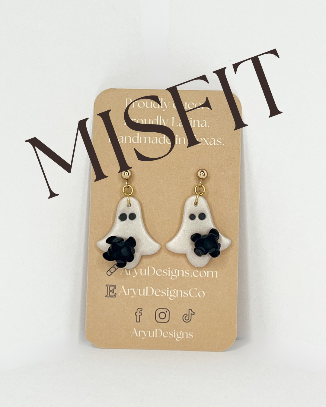 Flower Ghost Dangles - Shimmery Noir *MISFIT*