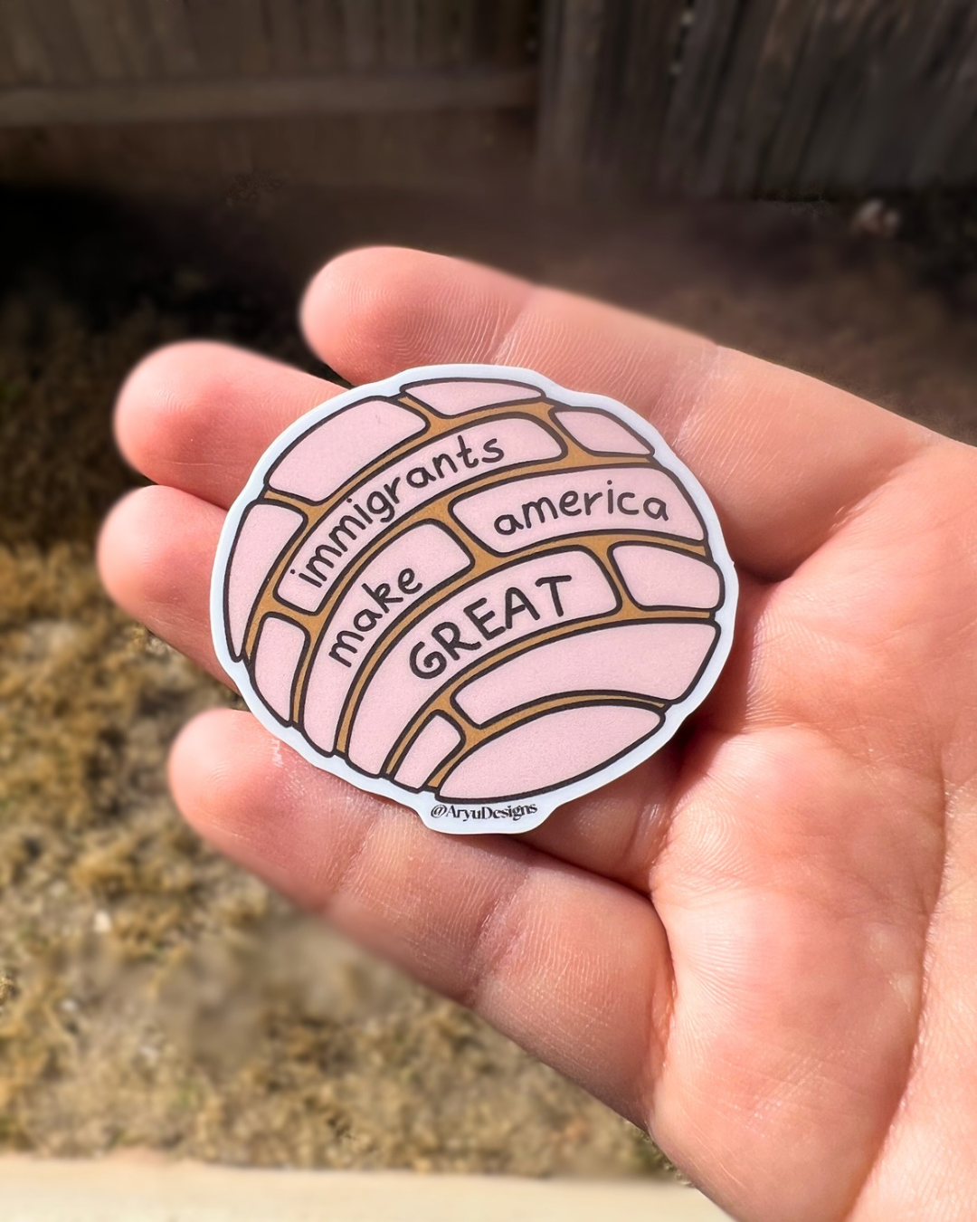 GIVE BACK: Concha Immigrants Make America Great Sticker