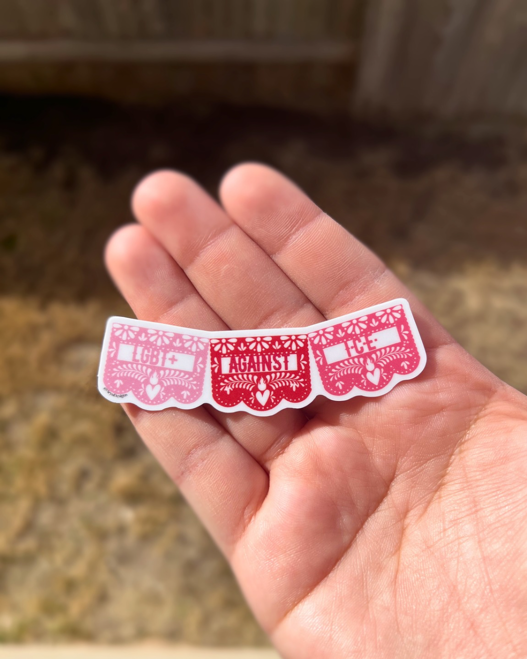 GIVE BACK: Papel LGBT+ Against I.C.E Sticker