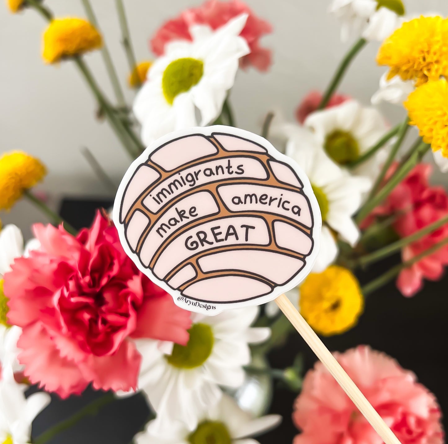 GIVE BACK: Concha Immigrants Make America Great Sticker