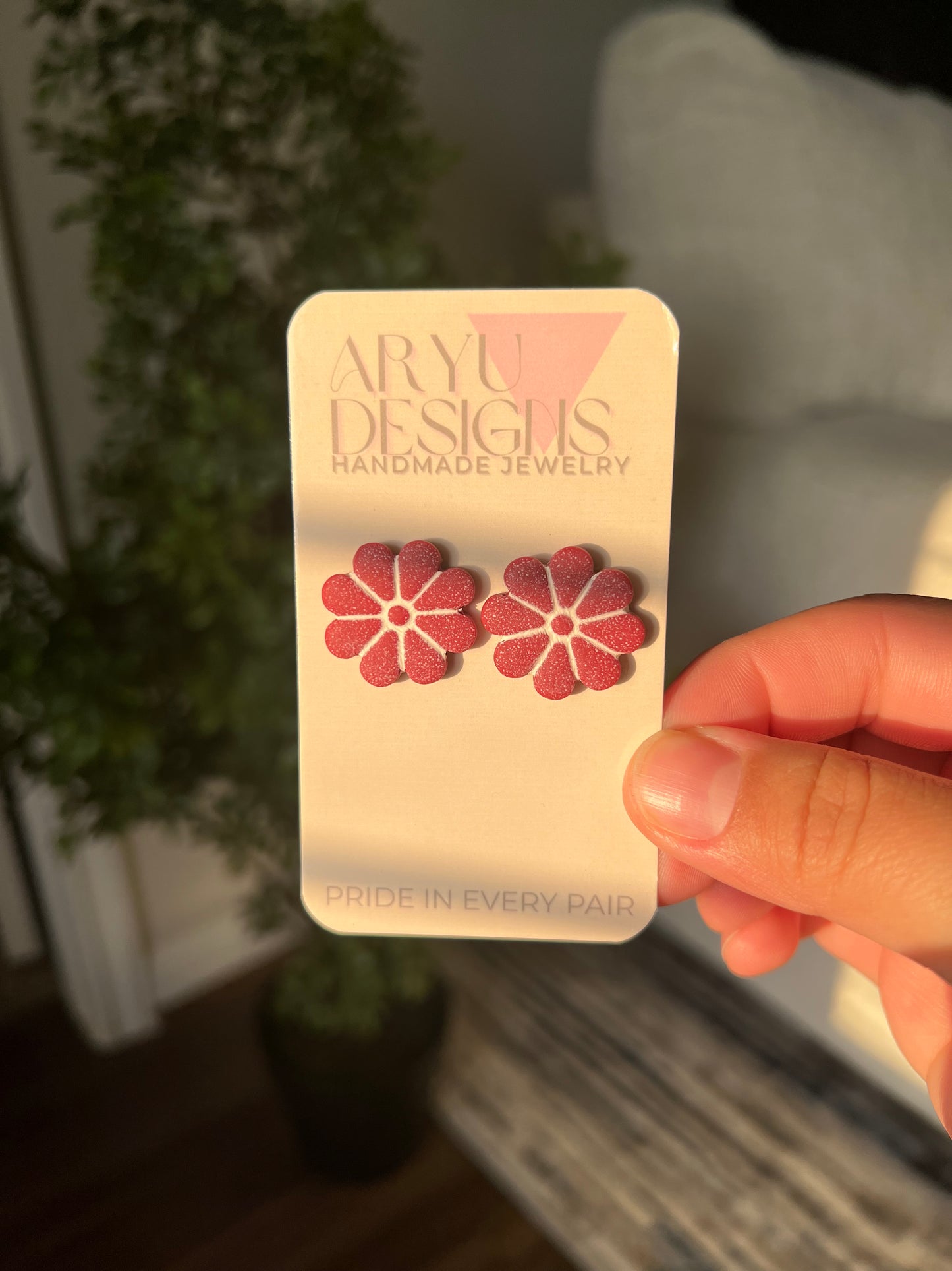 Flower Power Studs - Merlot