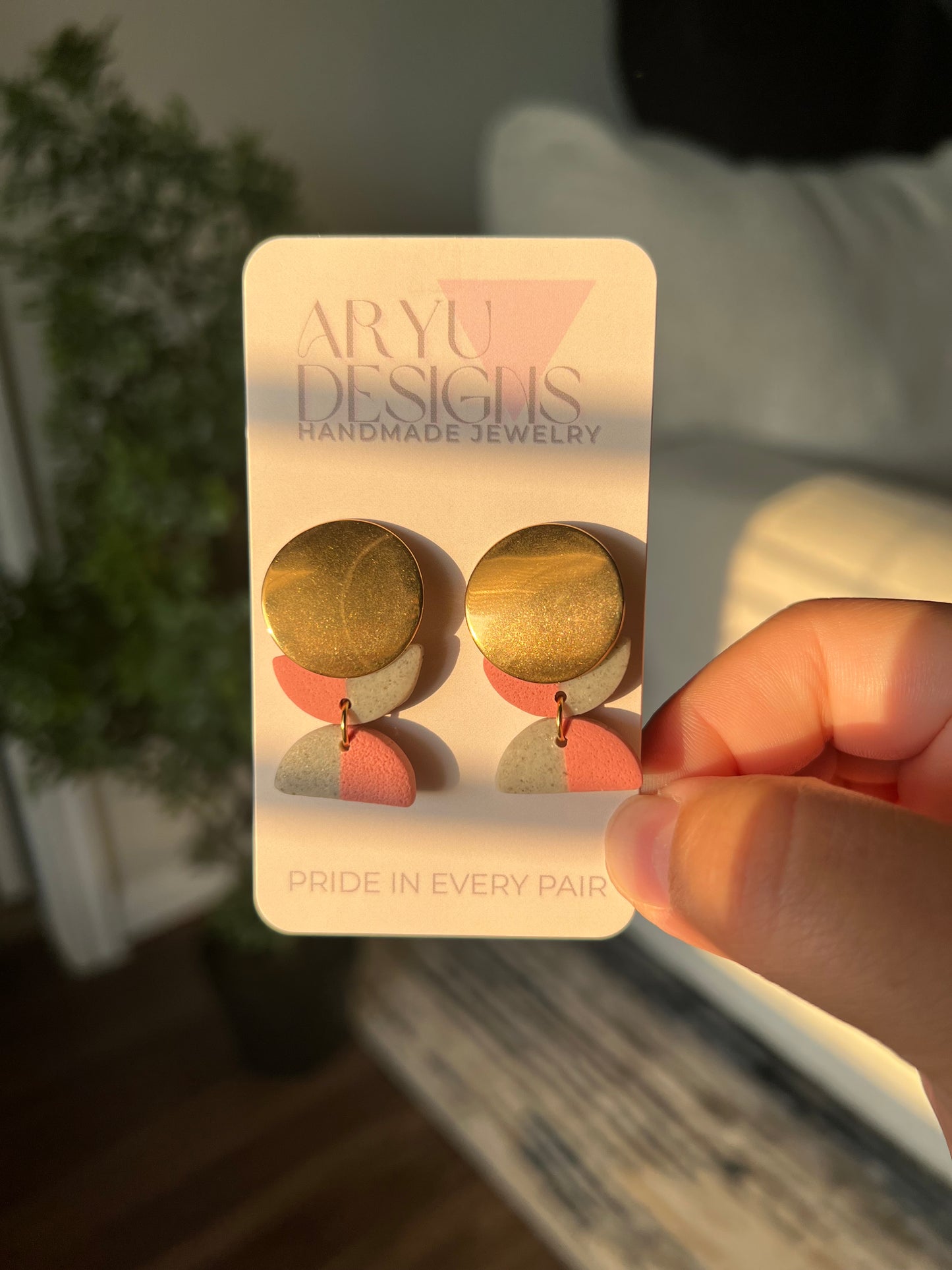 Gold Color Block Dangles - Petal