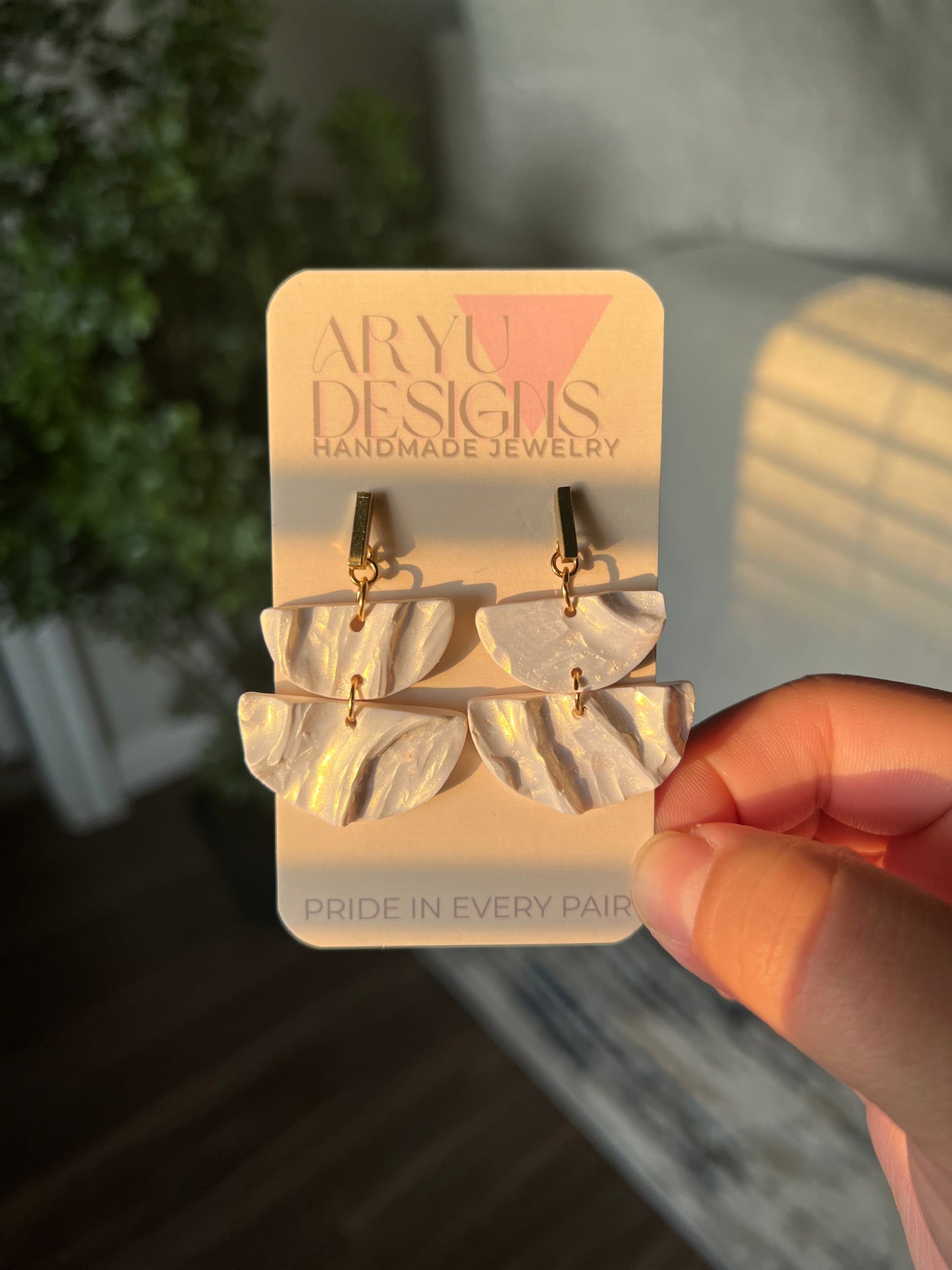 Silky Double Arc Drops - Pearl