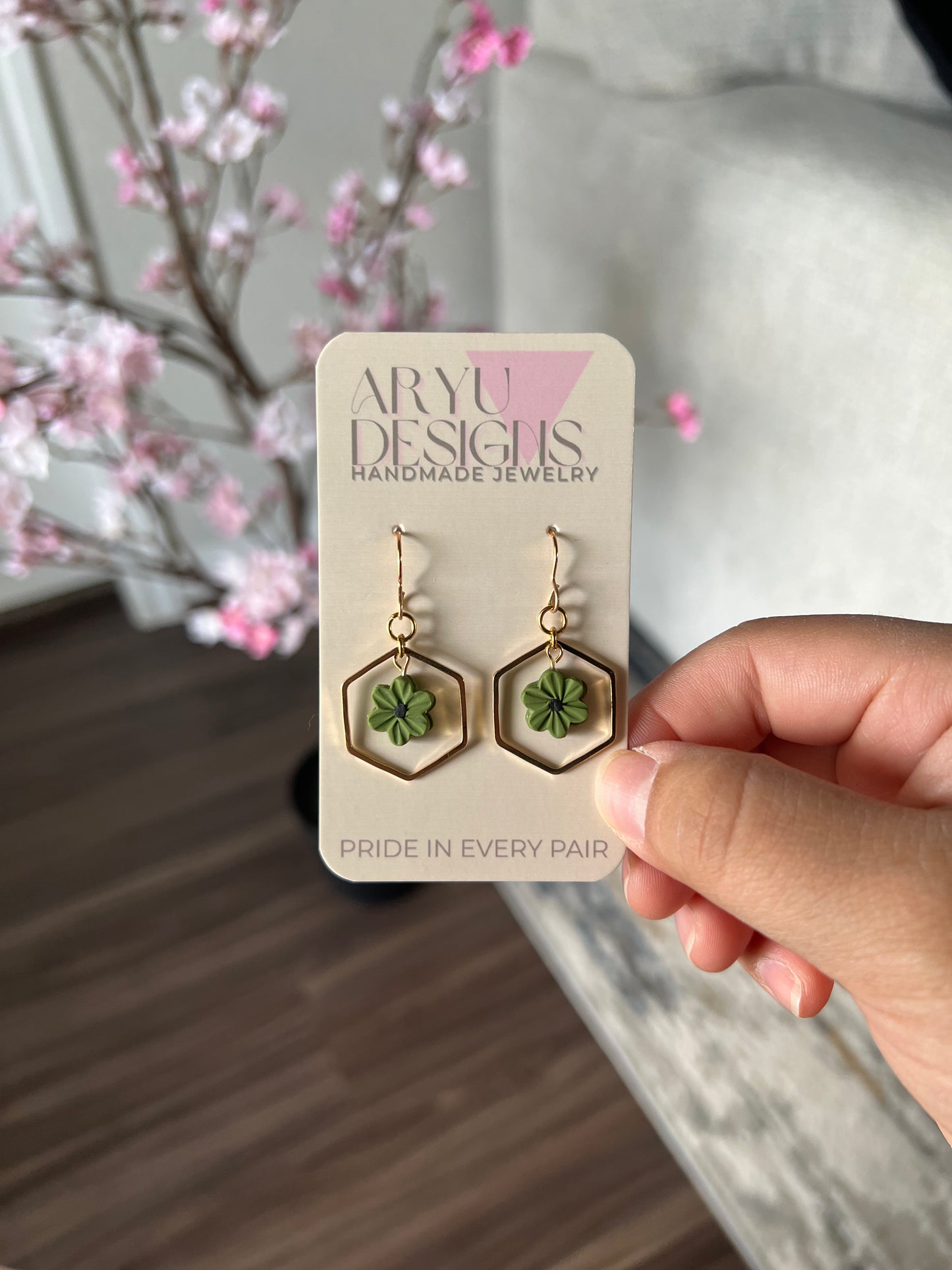 Hex Bloom Dangles - Sprout