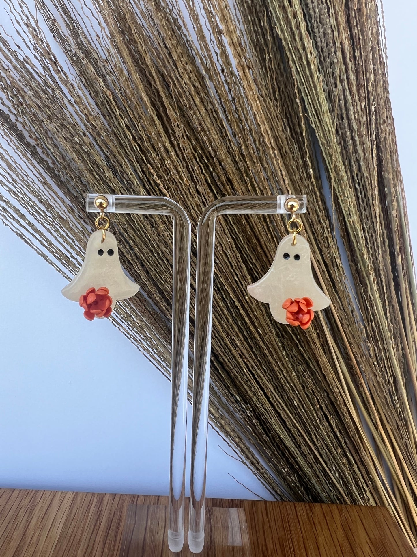 Flower Ghost Dangles - Glossy Nectarine