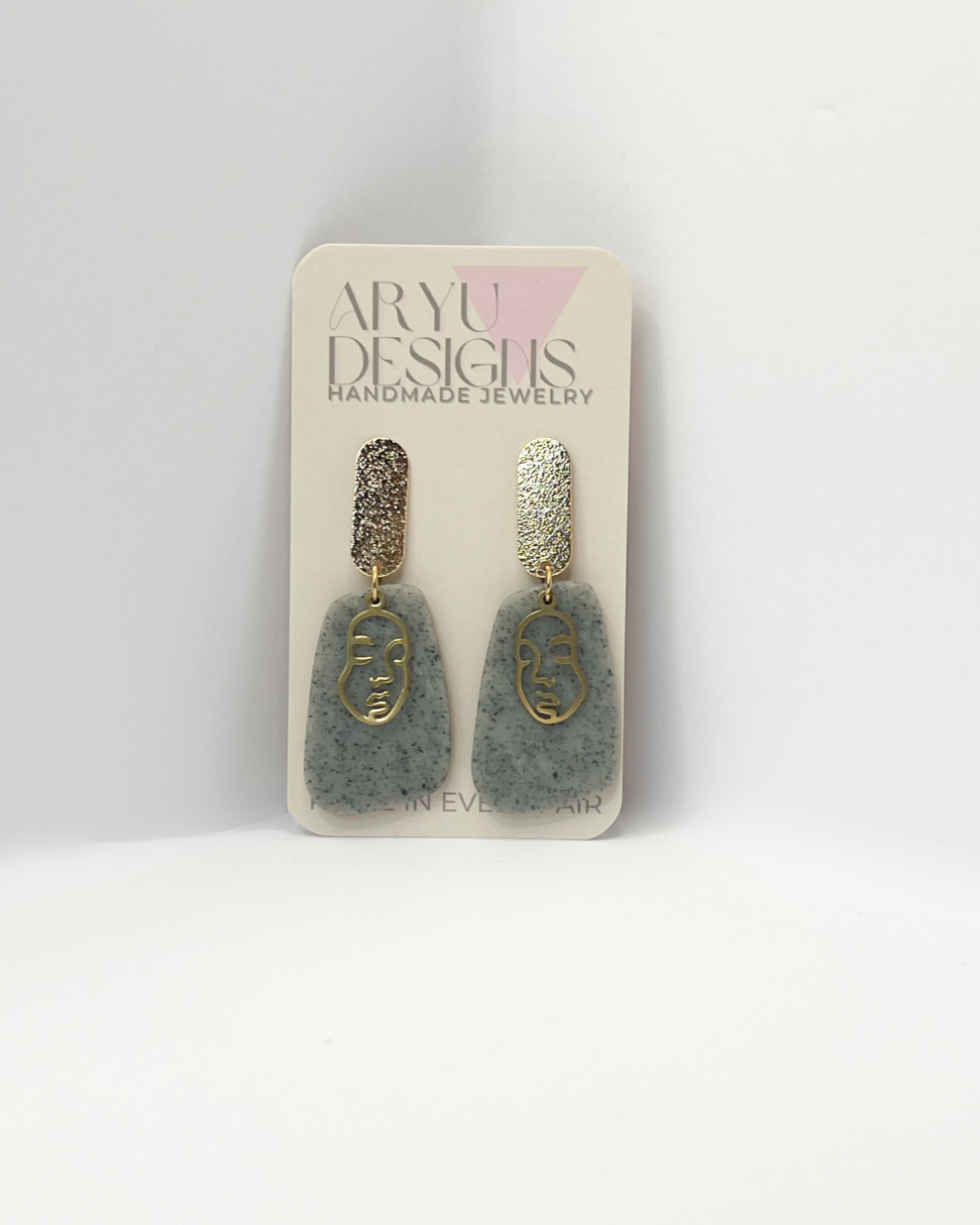 Face Outline Abstract Dangles - Stone