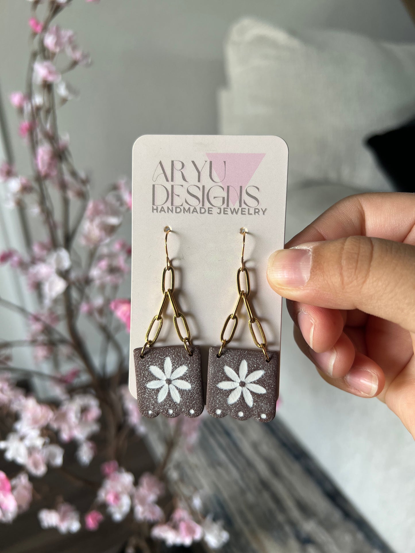 Papel Picado Gold Chain Dangles - Espresso