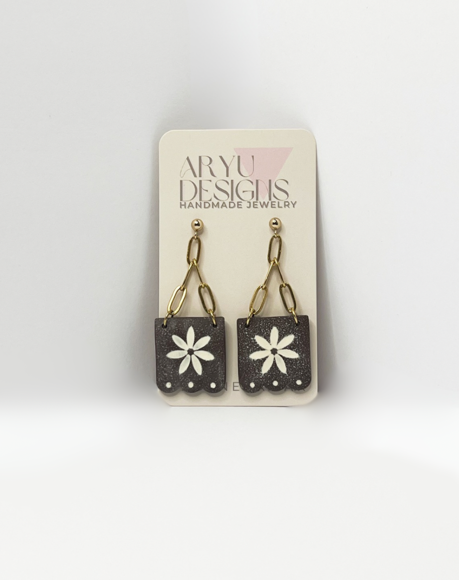 Papel Picado Gold Chain Dangles - Espresso