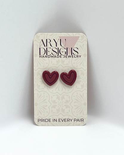 Beveled Heart Studs