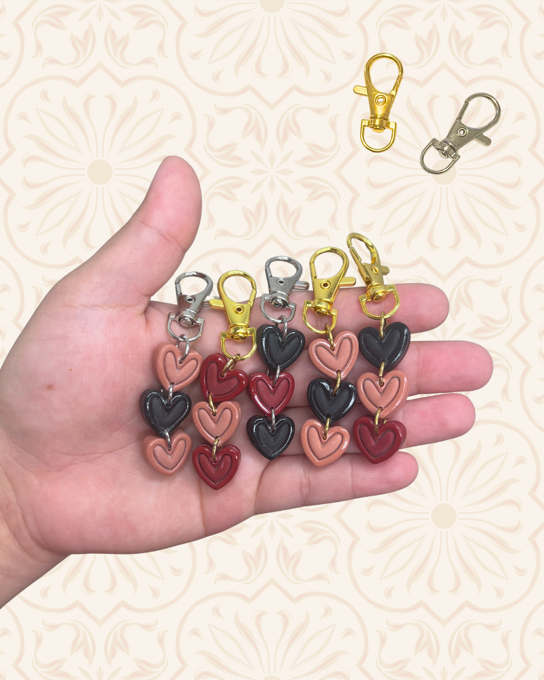 Beveled Hearts - Bag Charms