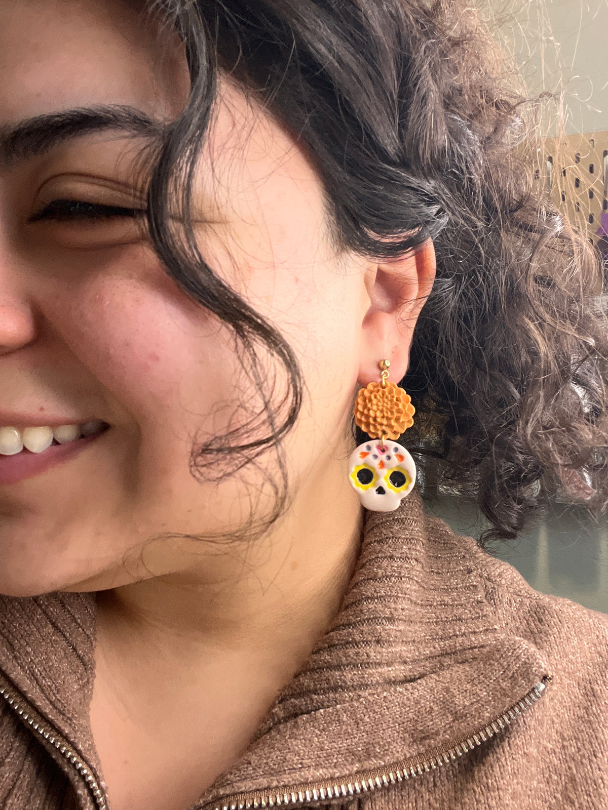 Marigold + Sugar Skull Dangles