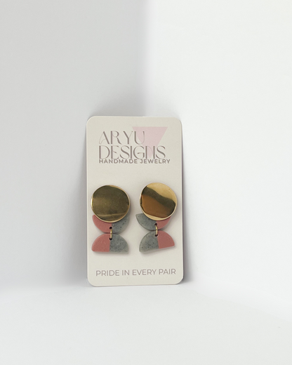 Gold Color Block Dangles - Petal