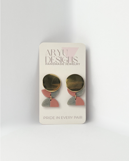 Gold Color Block Dangles - Petal