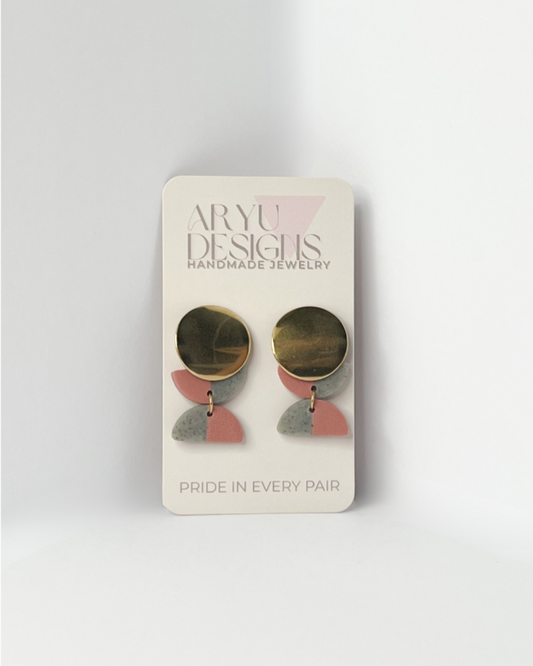 Gold Color Block Dangles - Petal