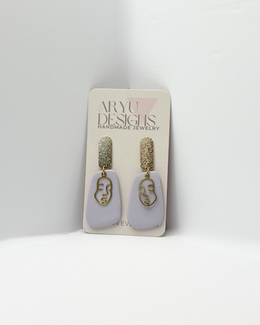 Face Outline Abstract Dangles - Lilac
