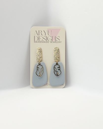 Face Outline Abstract Dangles- Powder