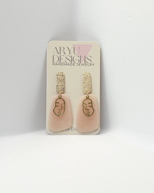 Face Outline Abstract Dangles - Blush (Translucent)