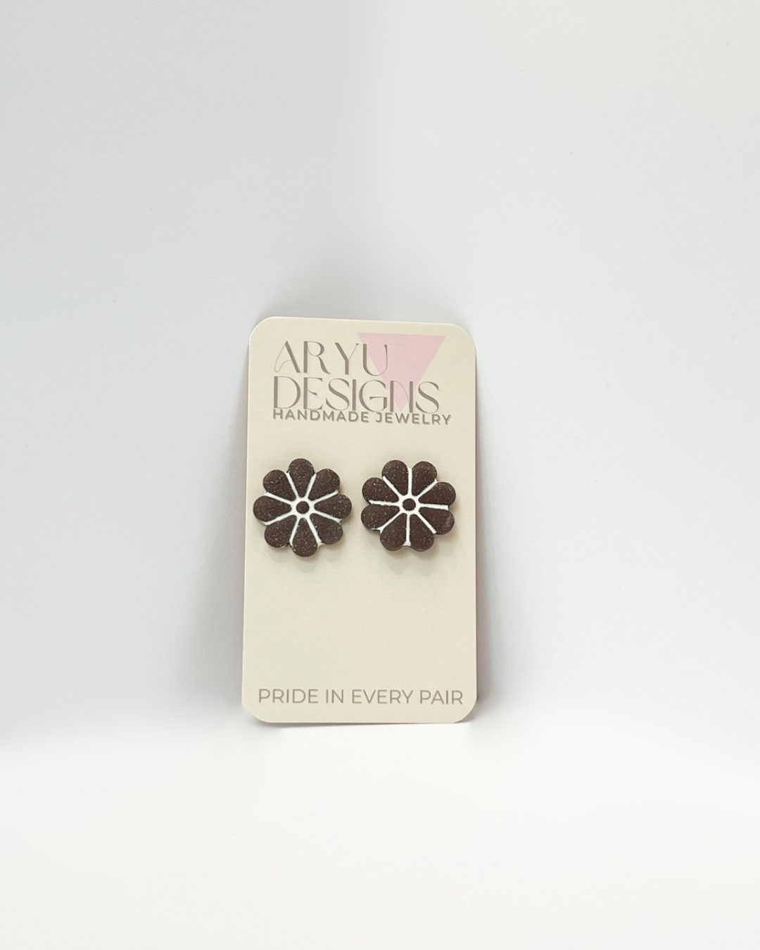 Flower Power Studs - Espresso