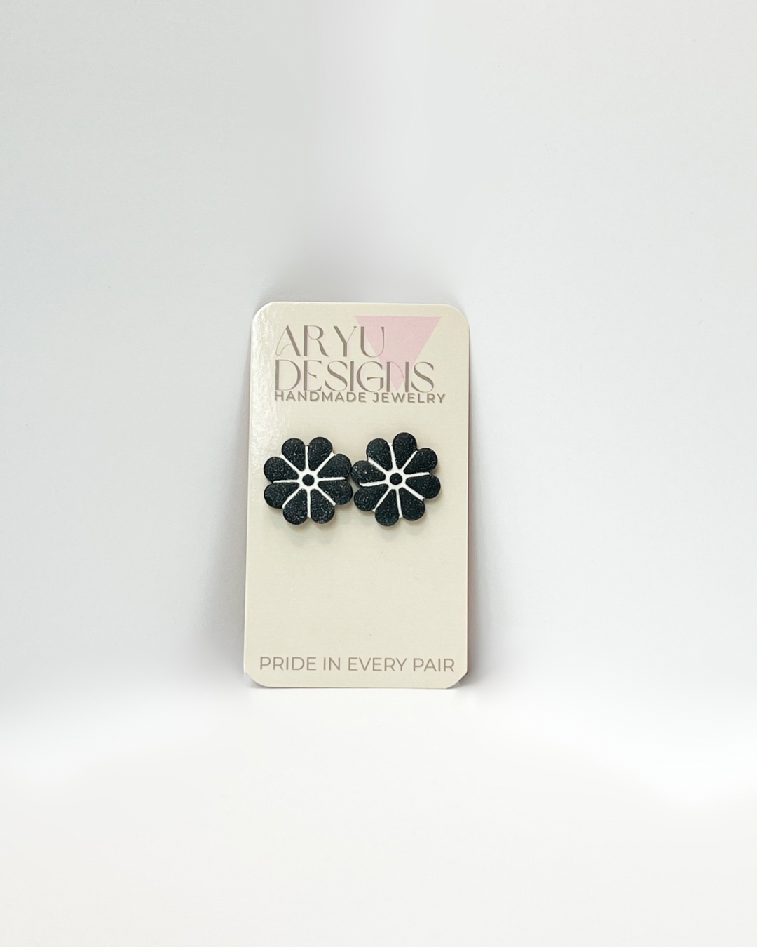 Flower Power Studs - Noir