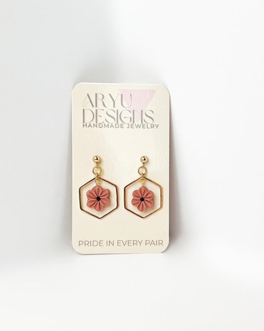 Hex Bloom Dangles - Petal