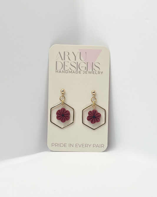 Hex Bloom Dangles - Merlot