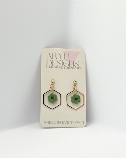 Hex Bloom Dangles - Sprout