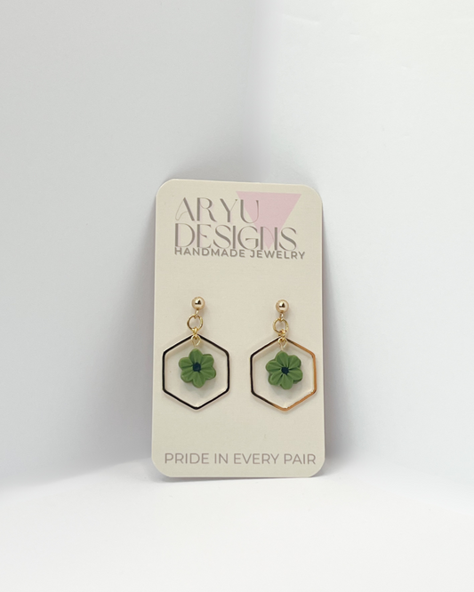 Hex Bloom Dangles - Sprout
