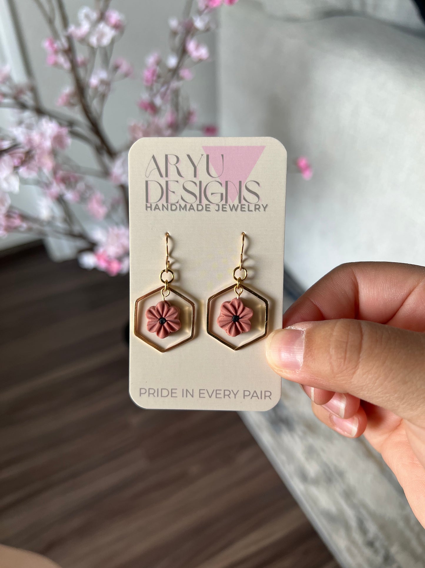 Hex Bloom Dangles - Petal