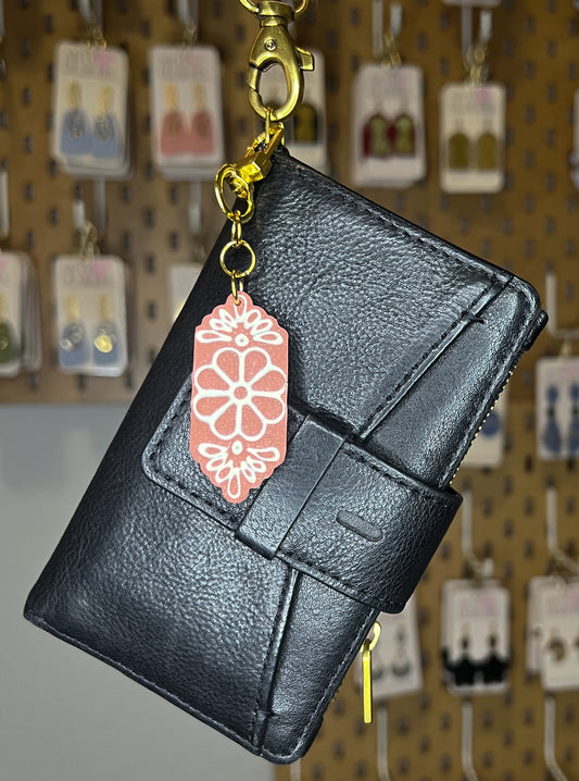 Flower Tile Bag Charm/Keychain - Petal/Ivory