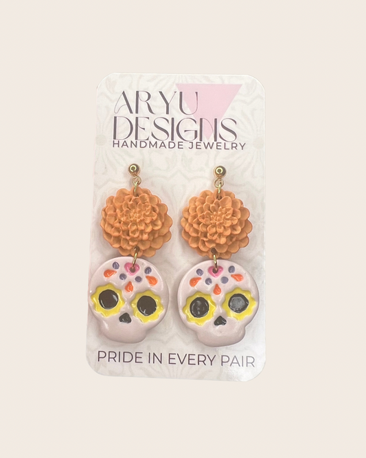 Marigold + Sugar Skull Dangles
