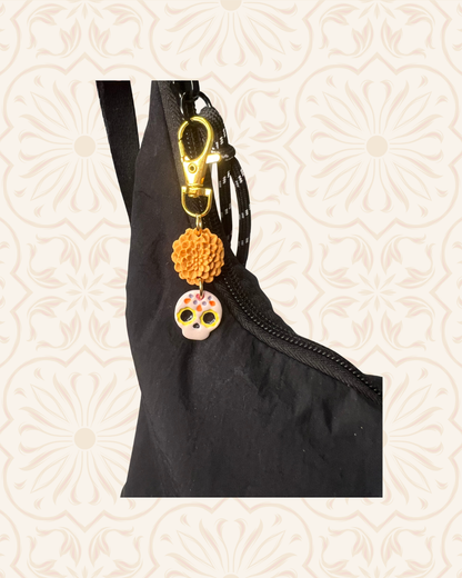 Marigold + Sugar Skull Bag Charm