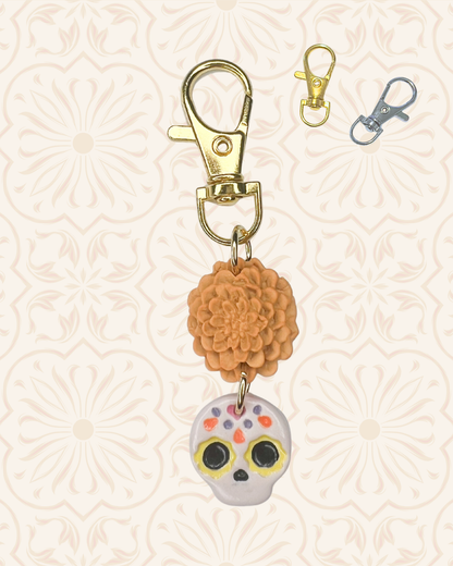 Marigold + Sugar Skull Bag Charm