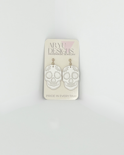 Sugar Skull Dangles - Shimmery Pearl