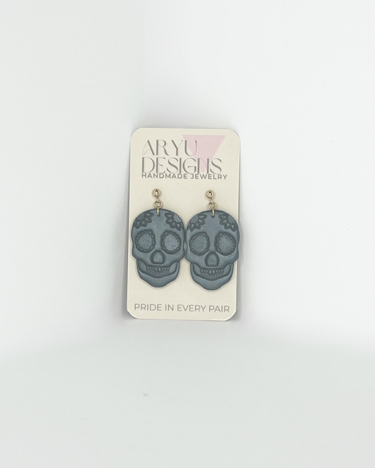 Sugar Skull Dangles - Shimmery Noir