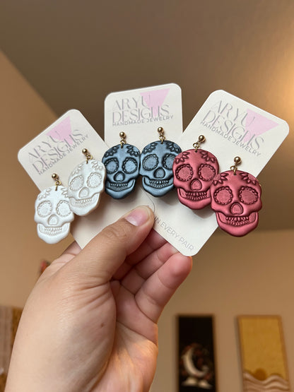 Sugar Skull Dangles - Shimmery Merlot