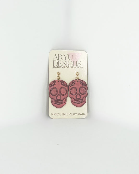 Sugar Skull Dangles - Shimmery Merlot