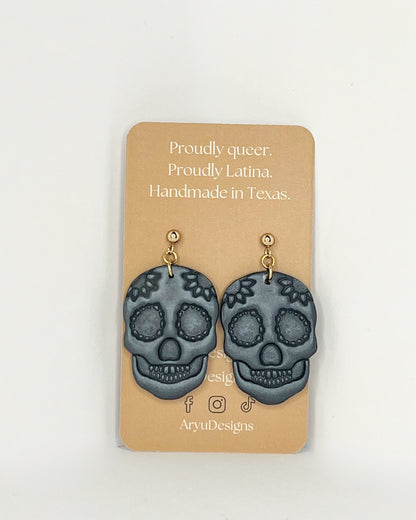 Sugar Skull Dangles - Shimmery Noir *MISFIT*