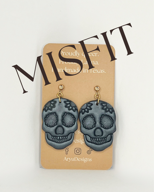 Sugar Skull Dangles - Shimmery Noir *MISFIT*
