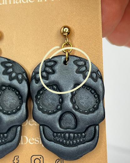Sugar Skull Dangles - Shimmery Noir *MISFIT*