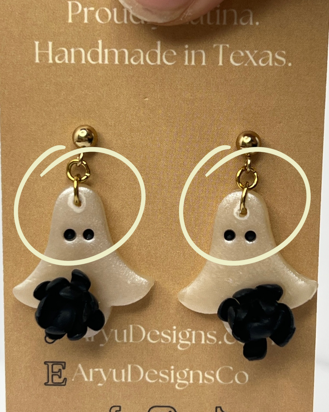 Flower Ghost Dangles - Shimmery Noir *MISFIT*
